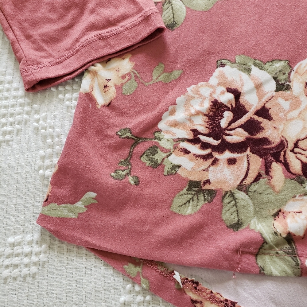 DONATING SOON Rose Mauve Floral Baseball Tee - Picture 5 of 5